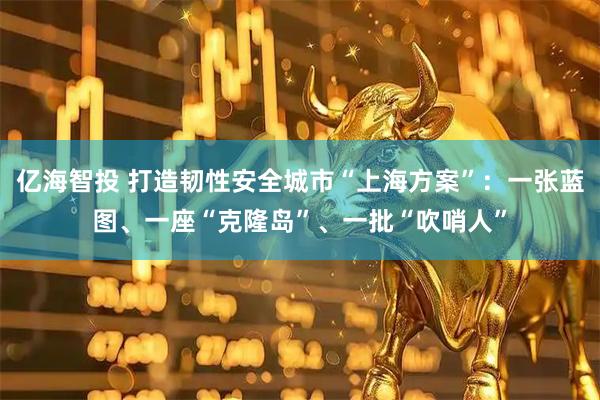 亿海智投 打造韧性安全城市“上海方案”：一张蓝图、一座“克隆岛”、一批“吹哨人”